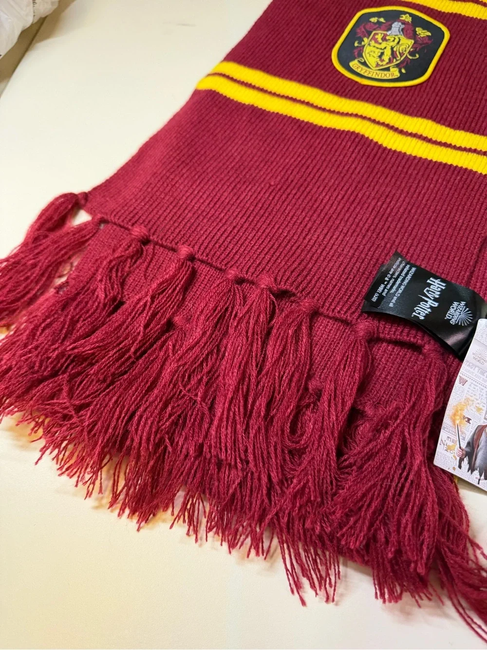 Gryffindor-Inspired Kids Knit Scarf in Maroon and Yellow